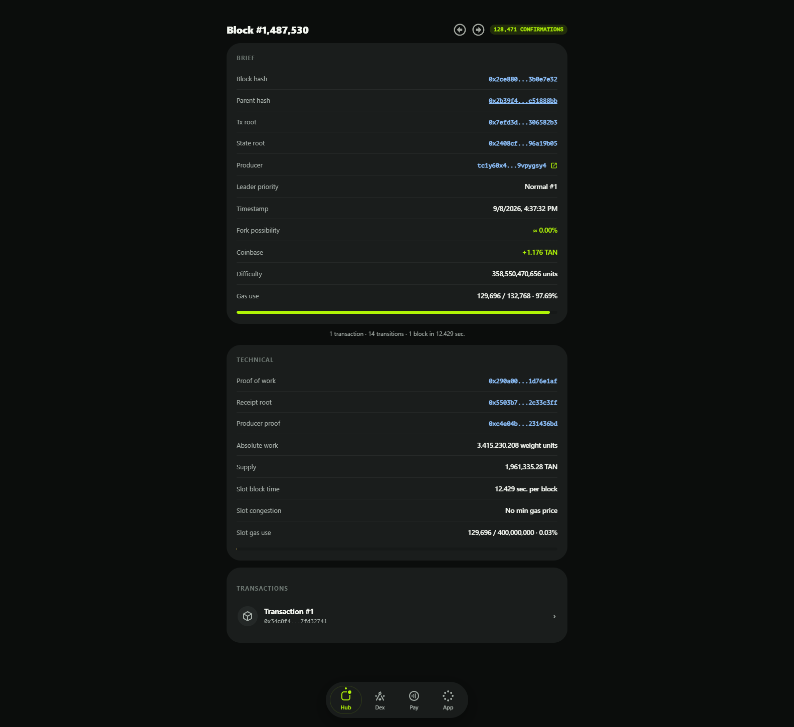 Block with transaction list